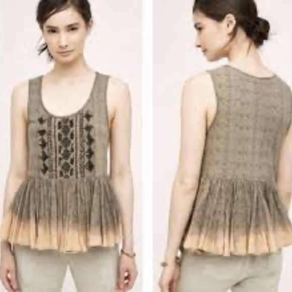 🆕🏷️  Anthropologie Suva Swing Tank Beaded Peplum Top Size M - Picture 7 of 14
